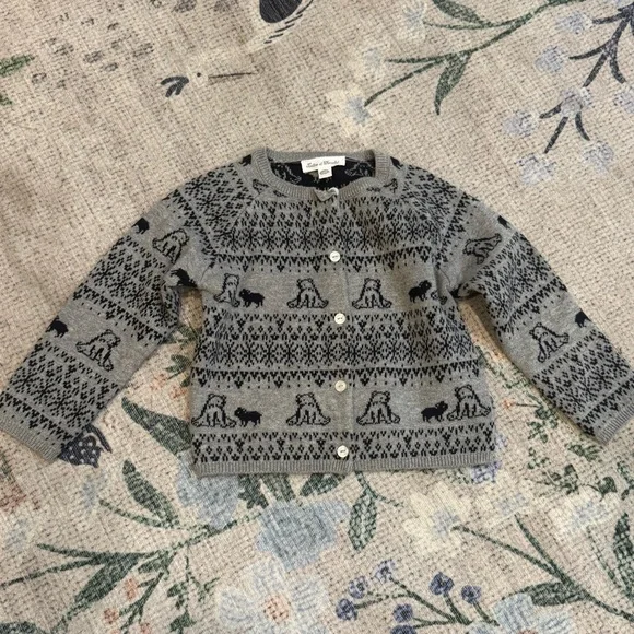 Tartine et Chocolat Gray and Black Patterned Cardigan - Picture 2 of 8